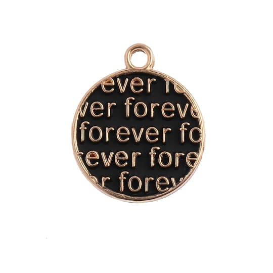 John Bead Sweet & Petite Black Round with Words Charms, 10ct.